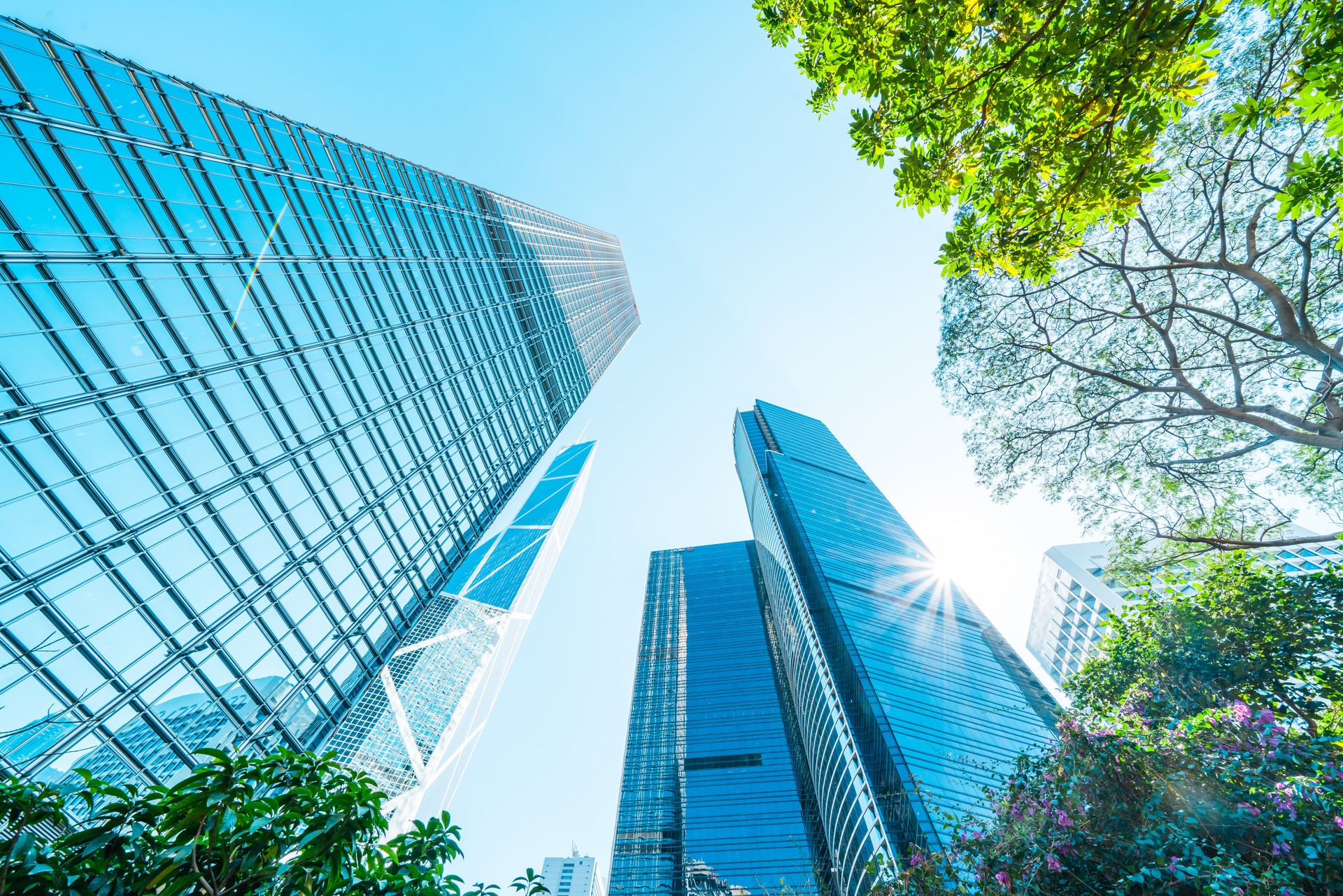 Modern skyscrapers in business district, Hong Kong